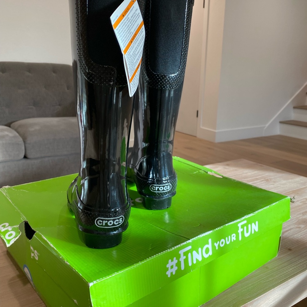 Brand new Crocs Tall Rain Boot (Size 6) in black.